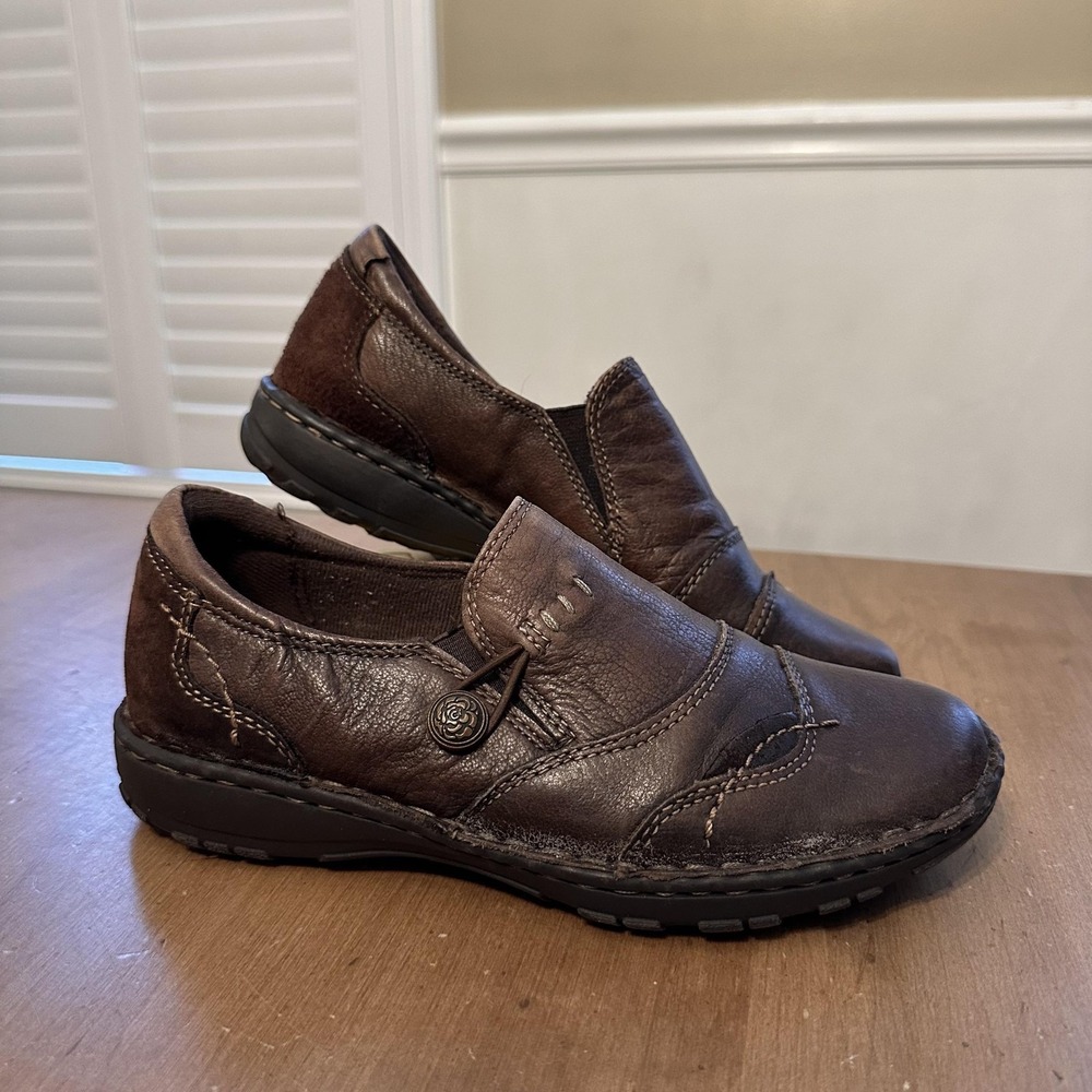 Earth Shoes Womens Size 6 Brown Leather Slip On Comfort Loafers WMESA42000C